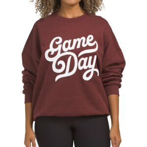 Super Soft Embroidered Game Day Sweatshirt in Maroon and White